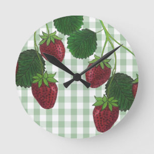 Erdbeervine Acrylmauer-Uhr Runde Wanduhr
