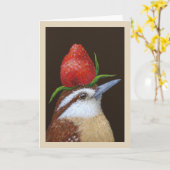 Erdbeerwren Grußkarte Karte (Gelbe Blume)