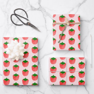 Erdbeerzeichnung Geschenkpapier Set