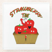 Erdbeerzeit! Glasuntersetzer (Vorderseite)