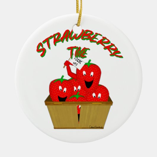Erdbeerzeit! Keramik Ornament (Vorne)
