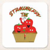 Erdbeerzeit! Rechteckiger Pappuntersetzer (Vorderseite)