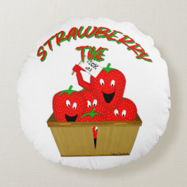 Erdbeerzeit! Rundes Kissen