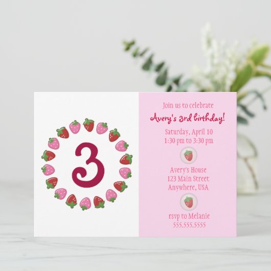 Erdbeerzirk Einladung (Stehend Vorderseite)
