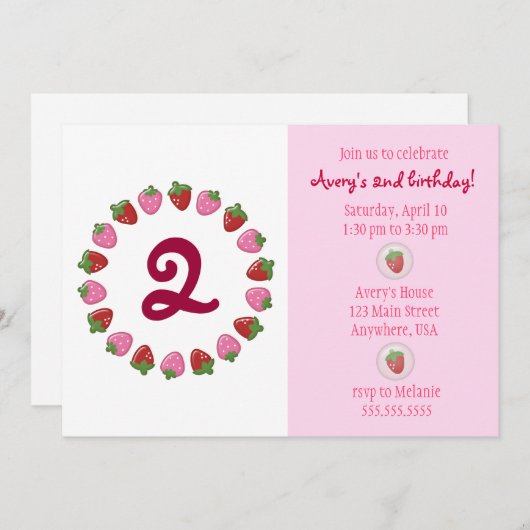 Erdbeerzirk Einladung (Vorne/Hinten)