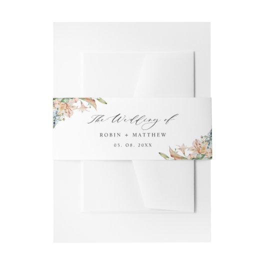 Erdblüten, die Hochzeit von Weiß Einladungsbanderole (Vorderseite Beispiel)