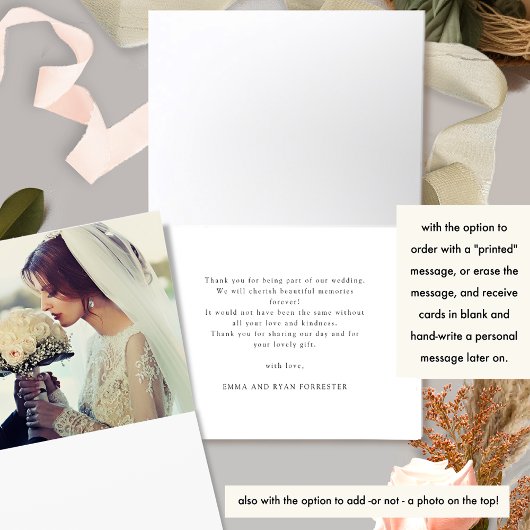 Erdblüten, Elegante Hochzeit geklappt Dankeskarte