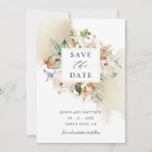 Erdblüten und Beige blutige Hochzeit Rettete The D Save The Date (Vorderseite)