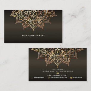 Erdbraun & Gold Mandala Holistisches Spa-Geschäft Visitenkarte