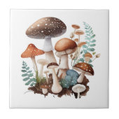 Erdbraun-neutraler Wald-Pilzkern Fliese (Vorderseite)