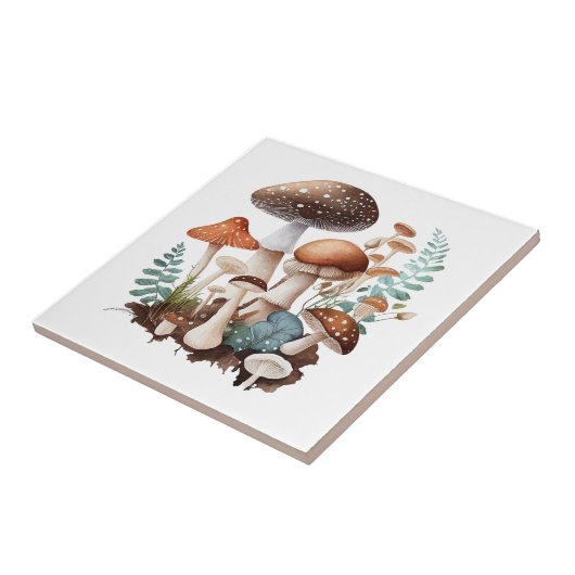 Erdbraun-neutraler Wald-Pilzkern Fliese (Seite)