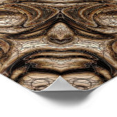 Erdbraune Swirl Mandala mit Holzkorneffekt Poster (Ecke)