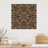 Erdbraune Swirl Mandala mit Holzkorneffekt Poster (Küche)