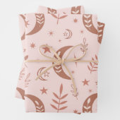 Erdbraunes bohobormondmuster auf Sahne Geschenkpapier Set (Beispiel)