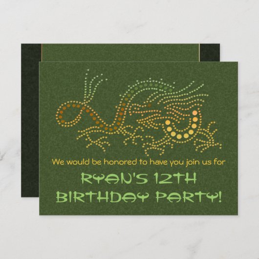 Erddrache-Party Einladung (Vorne/Hinten)