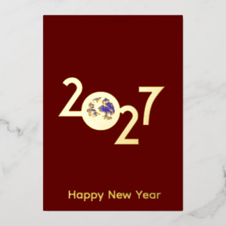 Erde 2027 minimalistisches Design Neujahrskarten Folieneinladung