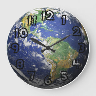 Erde - 3D-Effekt Große Wanduhr