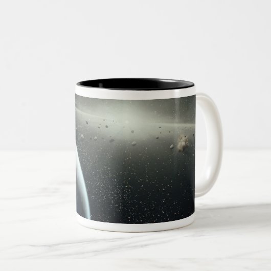 Erde, Asteroidengürtel und Stern Zweifarbige Tasse (VorderseiteRechts)