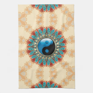 Erde Blau YinYang New Age Blumen Teetuch Küchentuch