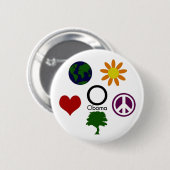 Erde, Blume, Frieden, Baum, Liebe, Obama-Knopf Button (Vorne & Hinten)