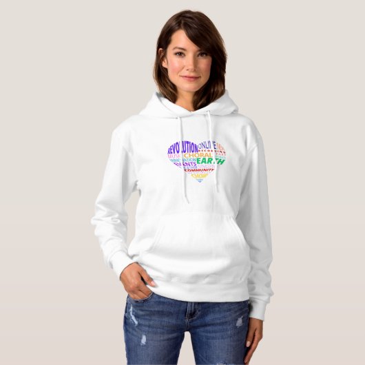 Erde-Chor-Wortwolke Farbe Hoodie (Vorne ganz)