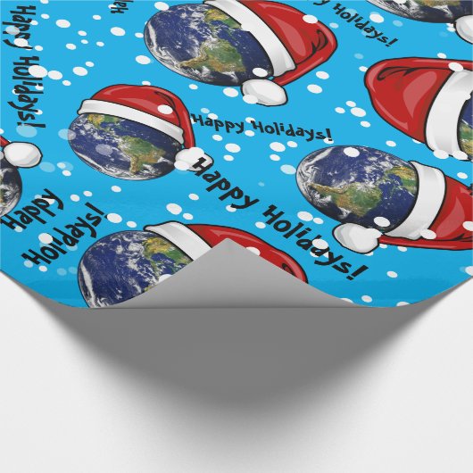 Erde, die ein Weihnachtsmannmütze-Weihnachten Geschenkpapier (Ecke)