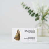 Erde, die vom Eimer eines Gräbers fällt Visitenkarte (Stehend Vorderseite)