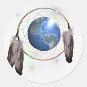 Erde Dreamcatcher Runder Aufkleber