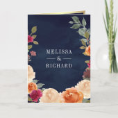 Erde Floraler Kranz QR Code Navy Blau Hochzeit Einladung (Vorderseite)