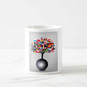 Erde Globus mit Baumflaggen Tasse
