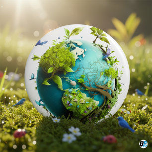 Erde Grün "Rettet die Natur" – Umweltfreundliches Button