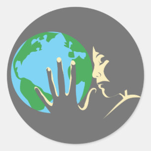 Erde im Herzen Runder Aufkleber