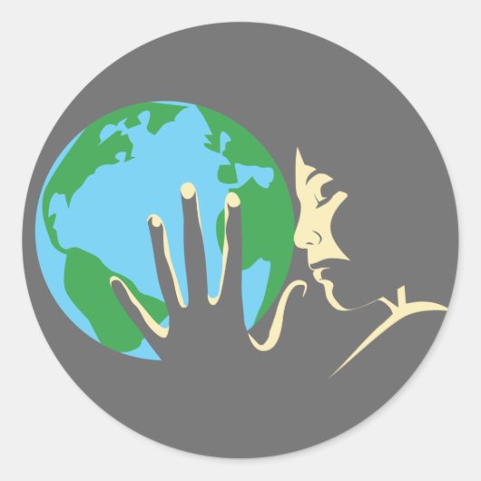 Erde im Herzen Runder Aufkleber (Vorderseite)