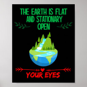 Erde Ist Flach Öffne Deine Augen Lustig Sarkastisc Poster