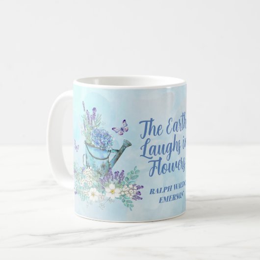 Erde lacht in Blume - Blumenordnung Kaffeetasse (Vorderseite Links)
