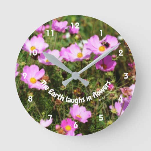 Erde lacht in Blume Zitat Inspiration Runde Wanduhr (Vorderseite)