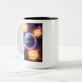 Erde mit drei Sonnen Zweifarbige Tasse (Vorderseite Links)