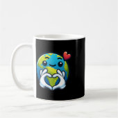 Erde mit Herz-Hand-Liebe Erde-Tag Kaffeetasse (Links)