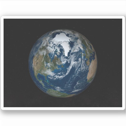 Erde mit Wolken und Meereis 2 Aufkleber (Vorderseite)