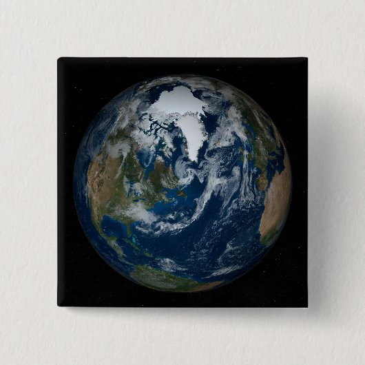 Erde mit Wolken und Meereis 2 Button (Vorderseite)