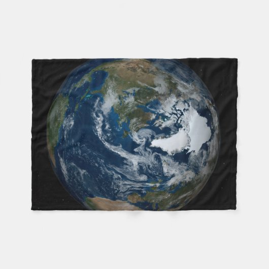 Erde mit Wolken und Meereis 2 Fleecedecke (Vorderseite (Horizontal))