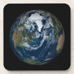 Erde mit Wolken und Meereis 2 Getränkeuntersetzer