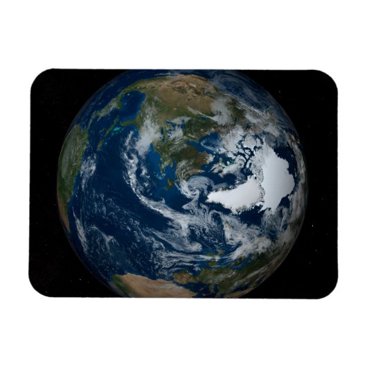 Erde mit Wolken und Meereis 2 Magnet (Horizontal)