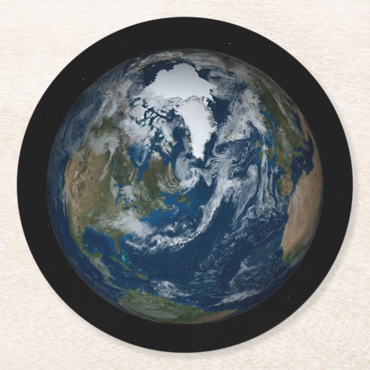 Erde mit Wolken und Meereis 2 Runder Pappuntersetzer (Vorderseite)
