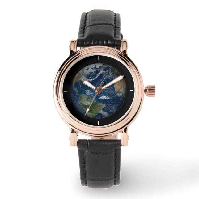 Erde mit Wolken und Meereis Armbanduhr (Vorderseite)