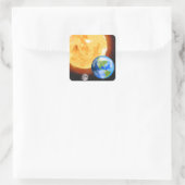 Erde, Mond und Sonnenaufkleber Quadratischer Aufkleber (Tasche)
