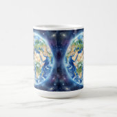 Erde & Mond Wasserfarben-Galaxie Himmelsdesign Kaffeetasse (Mittel)