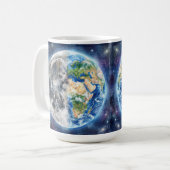 Erde & Mond Wasserfarben-Galaxie Himmelsdesign Kaffeetasse (Vorderseite Links)