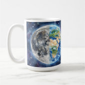 Erde & Mond Wasserfarben-Galaxie Himmelsdesign Kaffeetasse (Links)