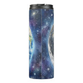 Erde & Mond Wasserfarben-Galaxie Himmelsdesign Thermosbecher (Rückseite)